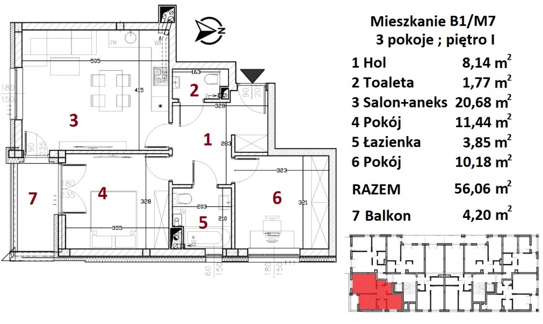 Nowe mieszkania - Rzeszów - Drabinianka - 56,06m2 - 1 Rzeszów - zdjęcie 4