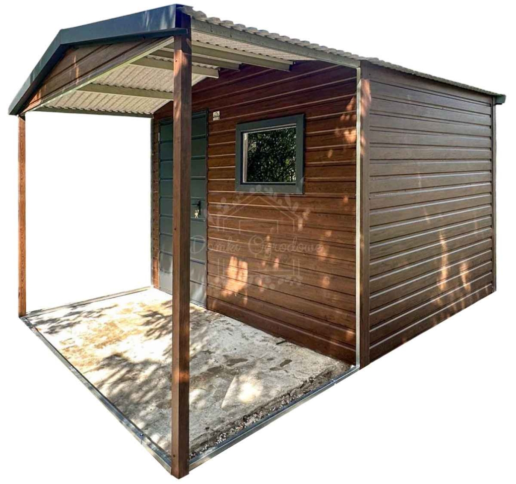 Schowek – domek ogrodowy 2,5×2 m + wiata 1,5 m  drewnopodobny ID1220 Leszno - zdjęcie 1
