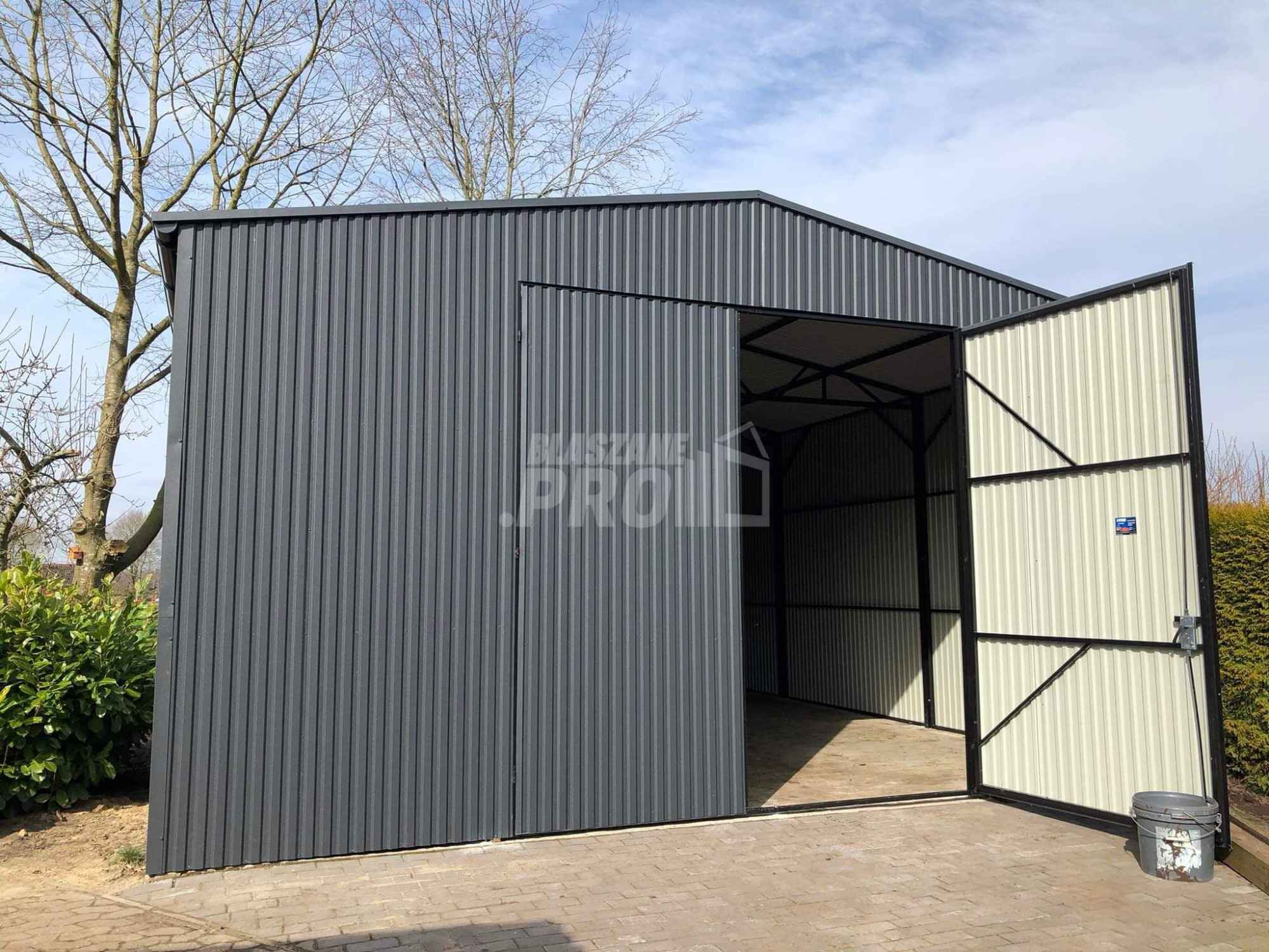 Hala Garaż blaszany 6x7 Brama dwuskrzydłowa antracyt dwuspad GP194 Włocławek - zdjęcie 5