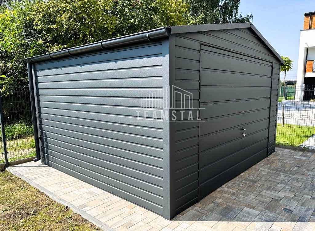 GARAŻ BLASZANY 4m x 5m - Brama uchylna + rynny - Antracyt  4x5 TS494 Ostrowiec Świętokrzyski - zdjęcie 4