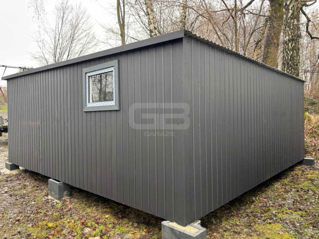Garaż blaszany 5x6m - brama uchylna - drzwi - okno -  dach GB174 Bartoszyce - zdjęcie 3