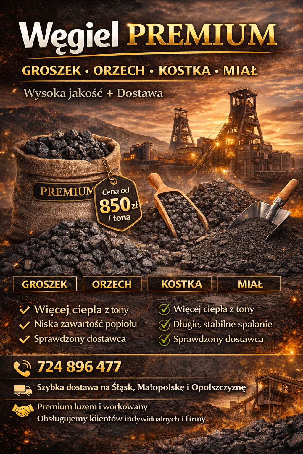 Wegiel Pszczyna Groszek Orzech Kostka Miał Pszczyna - zdjęcie 1