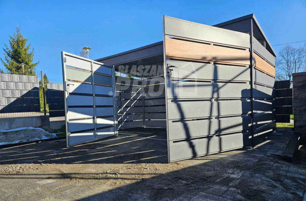 Wiata śmietnikowa 4x2,1m Antracyt jasny orzech Schowek ogrodowy GP358 Otwock - zdjęcie 3