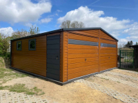 Garaż blaszany drewnopodobny 6×6 dwuspadowy złoty dąb + antracyt Nowogard - zdjęcie 2