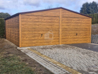 Garaż blaszany 6x6,5m bramy uchylne  drewnopodobny rynny dwuspad ID846 Ruda Śląska - zdjęcie 8