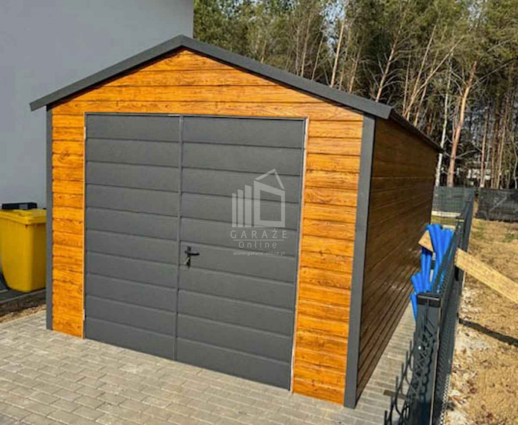Garaż blaszany 4x6m - Brama dwuskrzydłowa drewnopodobny dach ID1063 Jelenia Góra - zdjęcie 5