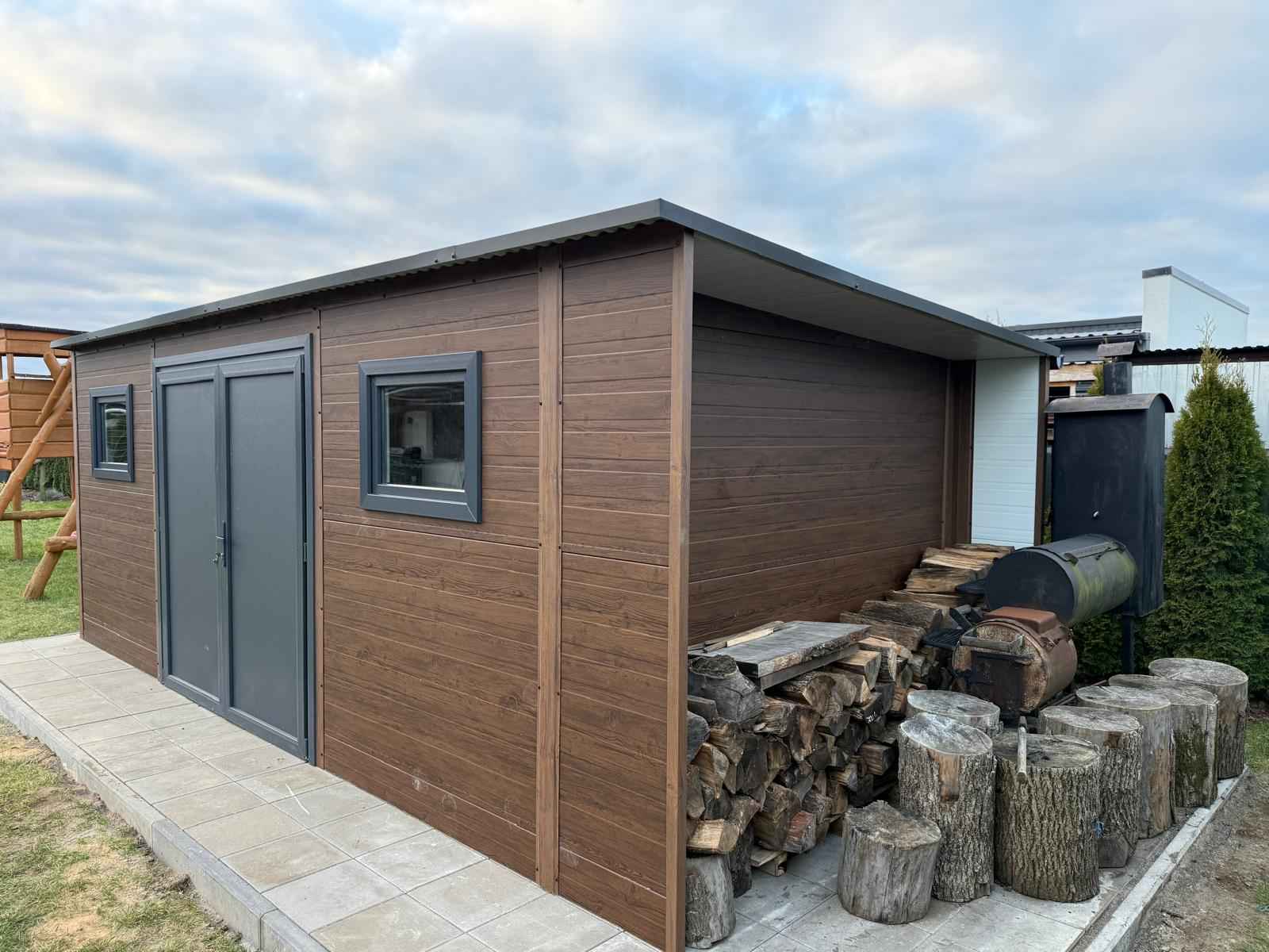 Garaż z płyty warstwowej 5,5 x 3 + wiata 0,5x 3 Skrzydlna - zdjęcie 3