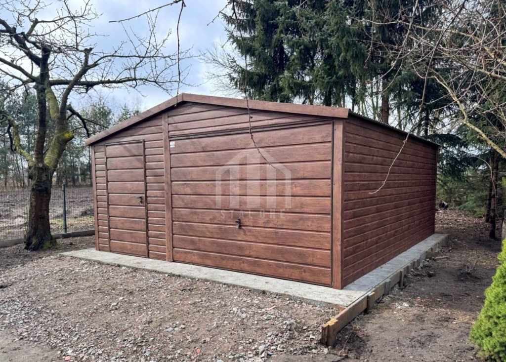 Garaż blaszany 5x5m - brama uchylna - drzwi - drewnopodobny SO120 Leszno - zdjęcie 2