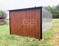 Garaż blaszany 3x5 Brama uchylna - ocynk - brama - ciemny orzech GB142 Gdańsk - zdjęcie 5