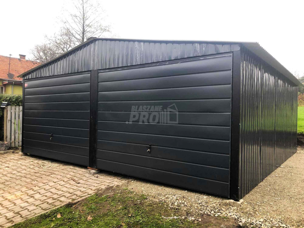 Garaż blaszany 6x6 2x Brama uchylna Czarny Dach dwuspadowy  GP149 Ruda Śląska - zdjęcie 7