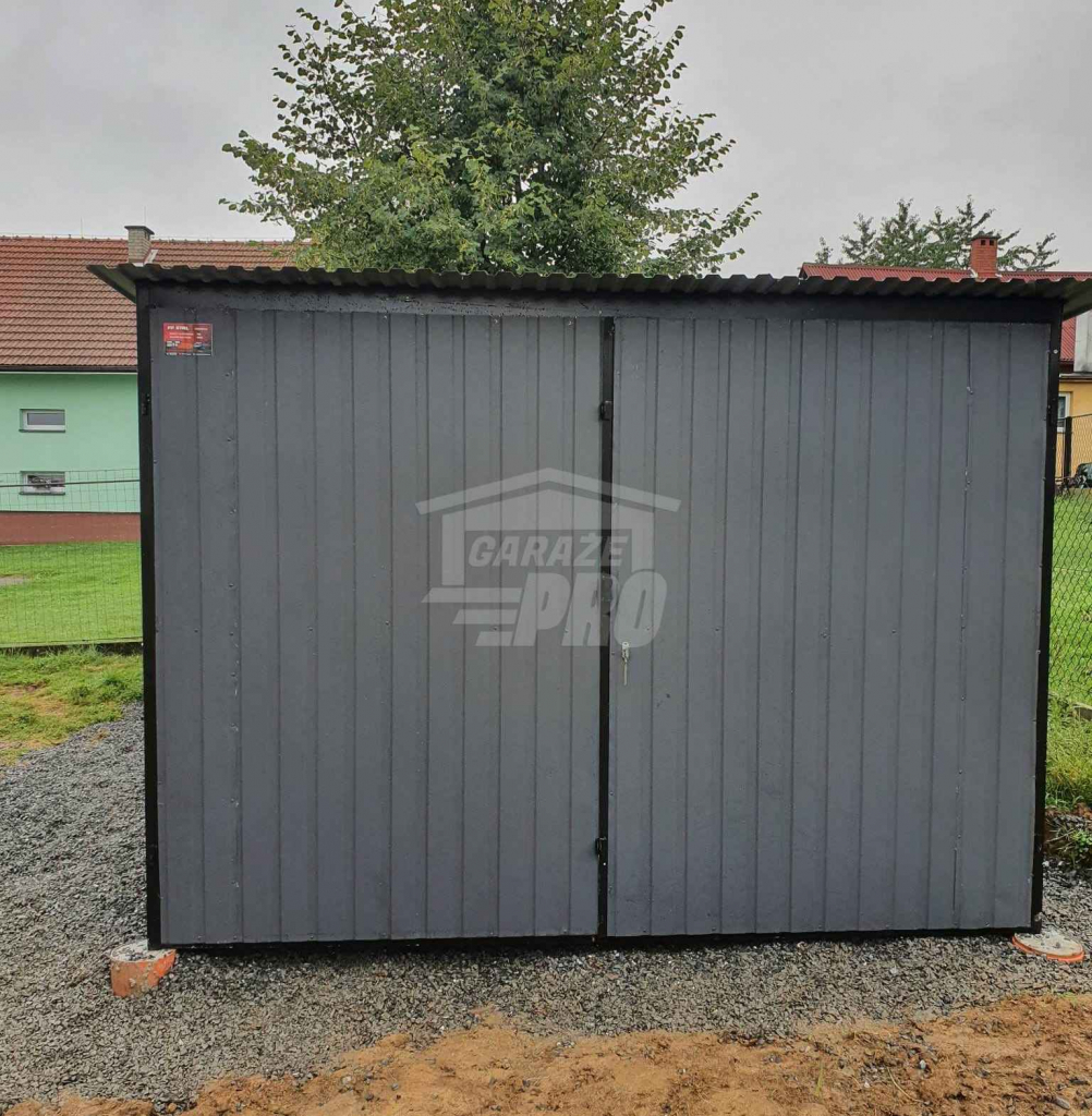 Garaż blaszany 3x4 - Brama - jasny szary - Dach spad w tył GP575 Międzyrzecz - zdjęcie 2