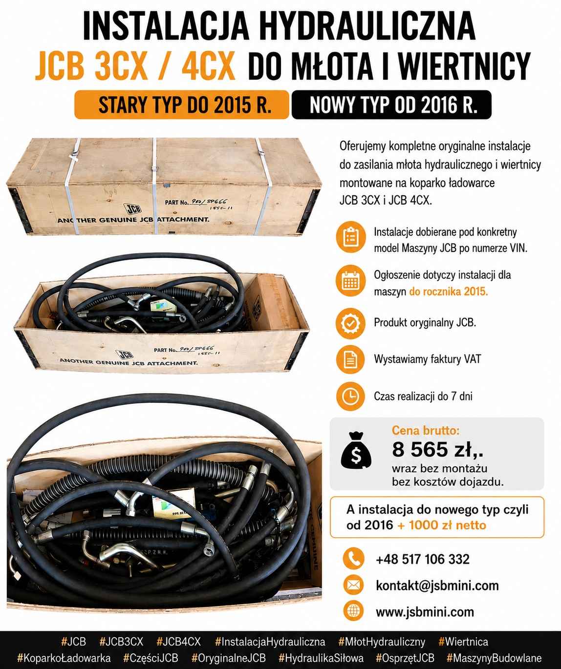 Instalacja hydrauliczna JCB 3CX / 4CX do młota i wiertnicy Toruń - zdjęcie 1