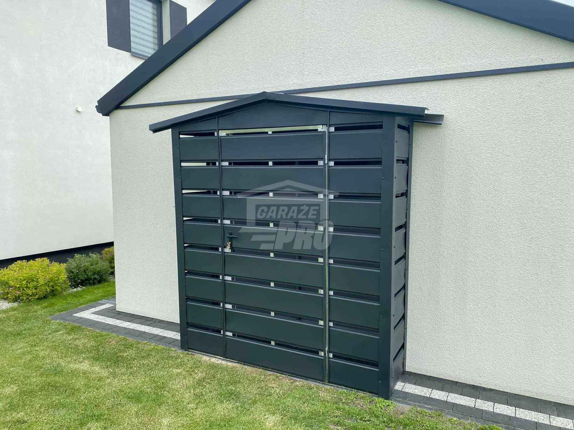 Wiata śmietnikowa 1,5x0,5m antracyt - dach dwuspadowy GP570 Rawa Mazowiecka - zdjęcie 4