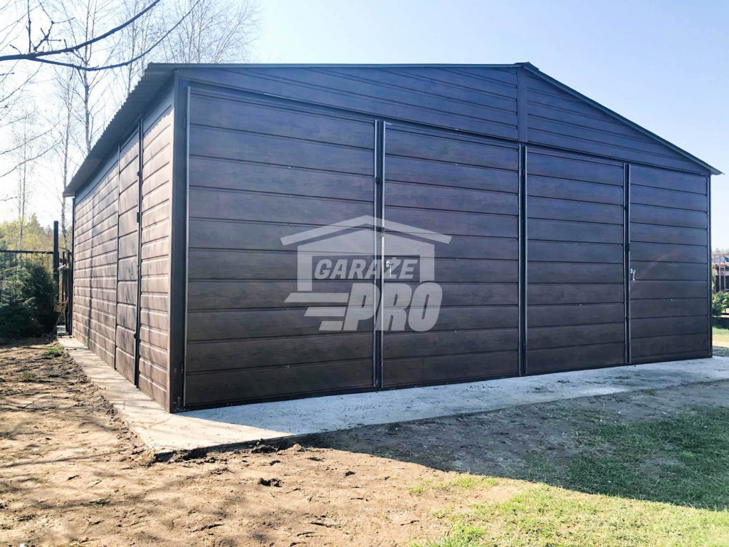 Garaż blaszany 6x7 2x Brama  drewnopodobny Dach dwuspadowy GP122 Busko-Zdrój - zdjęcie 3