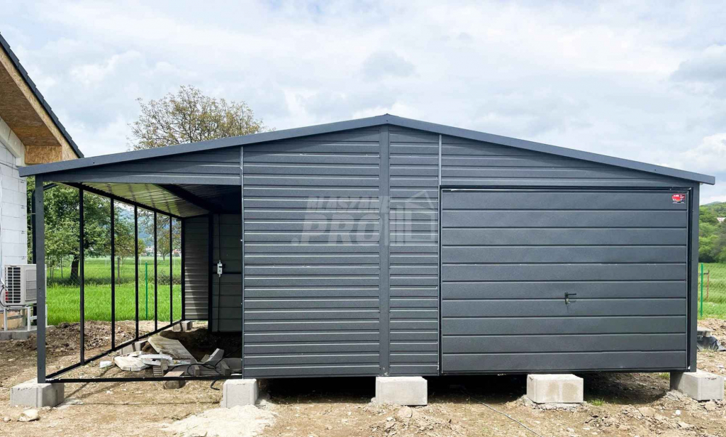 Garaż blaszany 5x6 wiata brama uchylna drzwi 2x okno Dach dwuspad GP91 Konin - zdjęcie 7