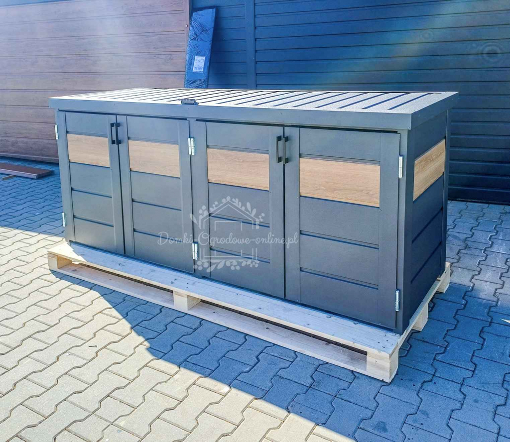 Zabudowa koszy na śmieci wiata  235x65x110 cm 4x120L antracyt  ID870 Gniezno - zdjęcie 3