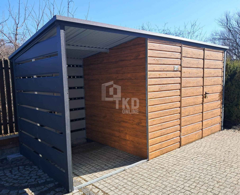Schowek domek ogrodowy 3,5x2m + wiata 1,5m Brama dach TKD253 Turek - zdjęcie 3