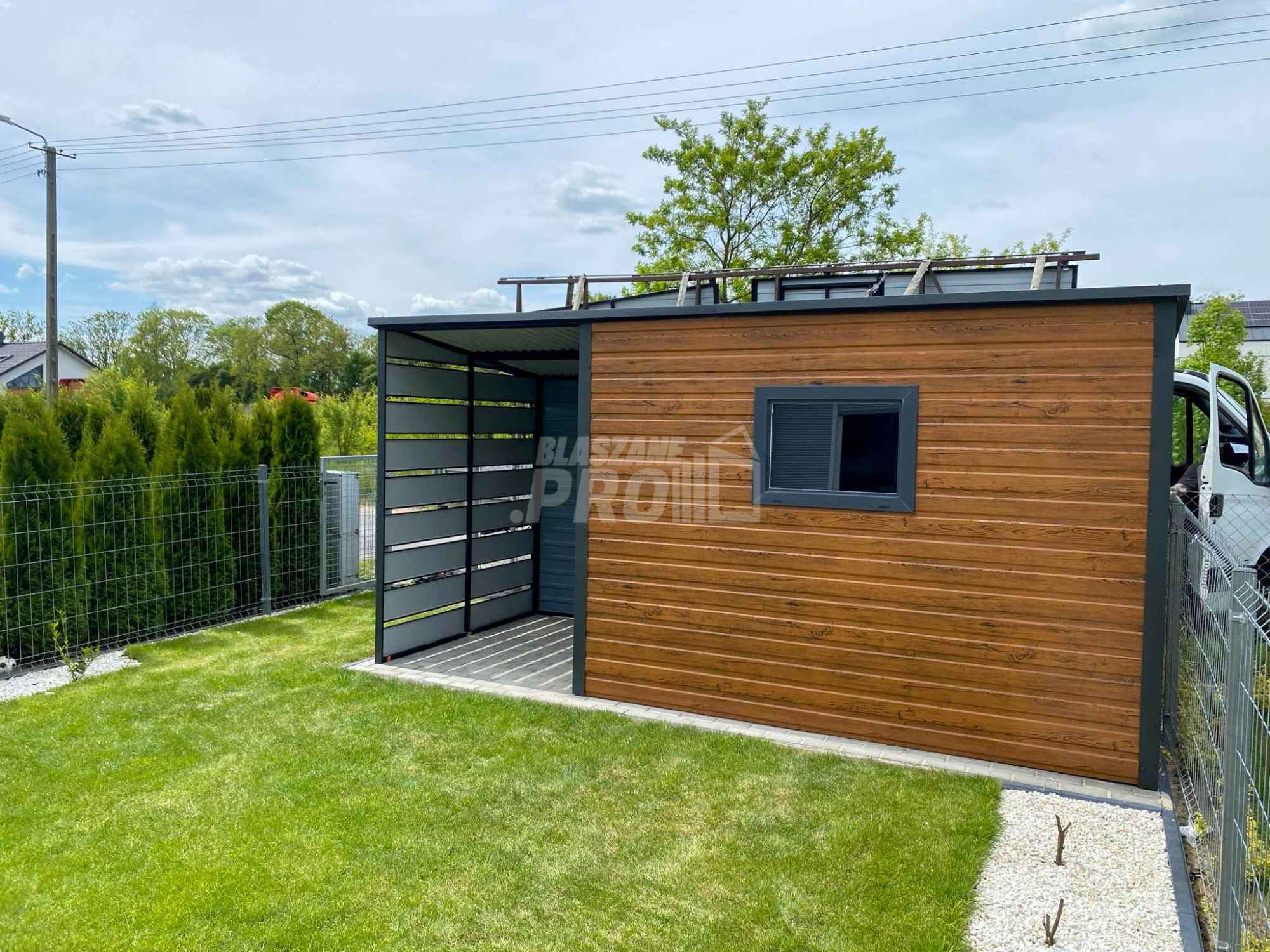 Schowek - Domek Ogrodowy 3x2m + wiata 1,5m  jasny orzech  GP548 Bydgoszcz - zdjęcie 4