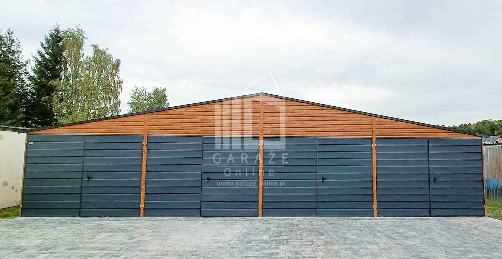 GARAŻ BLASZANY 12m x 6m dwuspad - 4x Brama dąb + antracyt ID134 12x6 Tarnów - zdjęcie 3