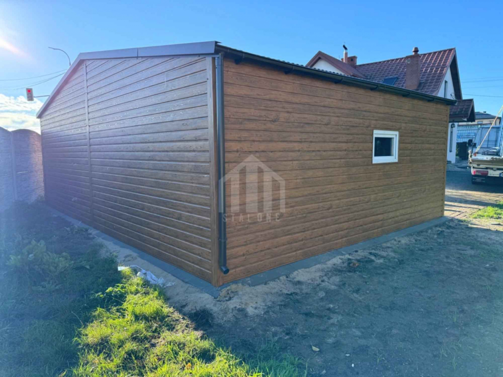 Garaż blaszany 9x6m - 2x brama uchylna - drzwi - 3x okno - rynny SO110 Żnin - zdjęcie 4