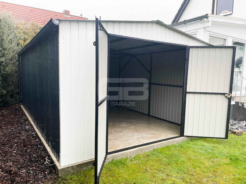 Garaż blaszany 4x6 Brama dwuskrzydłowa Biały  Dach dwuspadowy GB167 Kalisz - zdjęcie 2