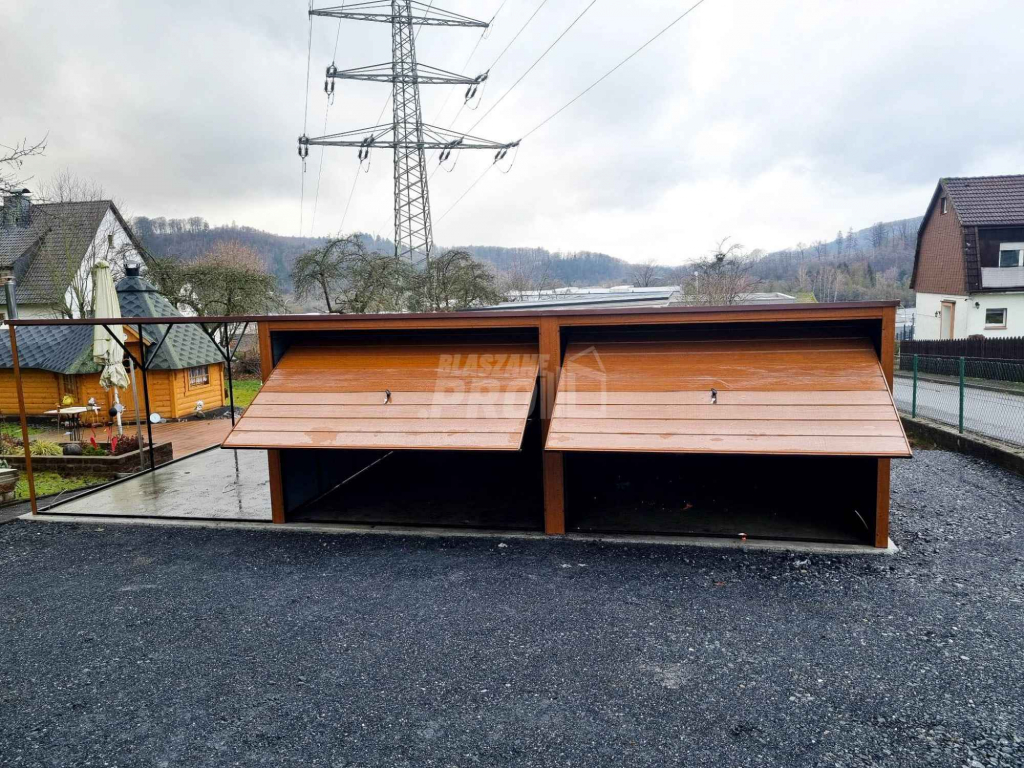 Garaż blaszany 6x6 + 3x6 wiata  Brama uchylna x2 spad w tył GP132 Nowy Sącz - zdjęcie 6