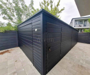 Garaż blaszany 5x6m - brama uchylna - drzwi czarny rynna dach TS1178 Police - zdjęcie 3