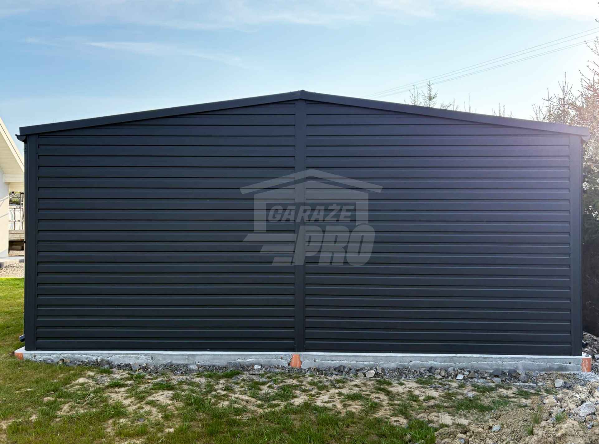 Garaż blaszany 6x6 m - 2x brama ściana działowa dach rynny GP744 Nysa - zdjęcie 6