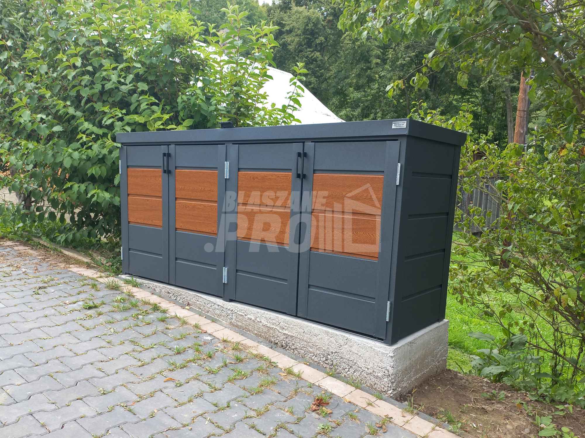 Zabudowa koszy na śmieci wiata śmietnikowa 235x65x110 cm 4x120L GP340 Białogrądy - zdjęcie 4