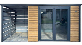 Schowek - domek ogrodowy 3,5x2m wiata 2m drzwi PCV dach TS1182