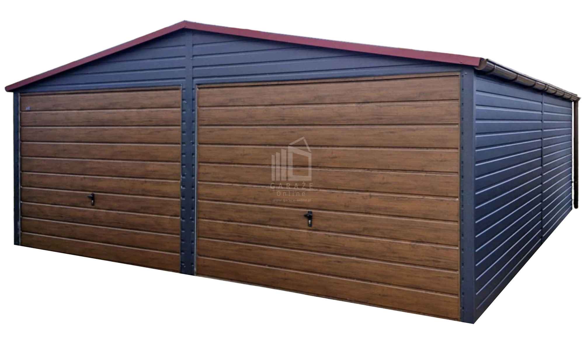 Garaż blaszany 6x6m 2x brama uchylna drzwi rynny dwuspad ID847 Zgorzelec - zdjęcie 1