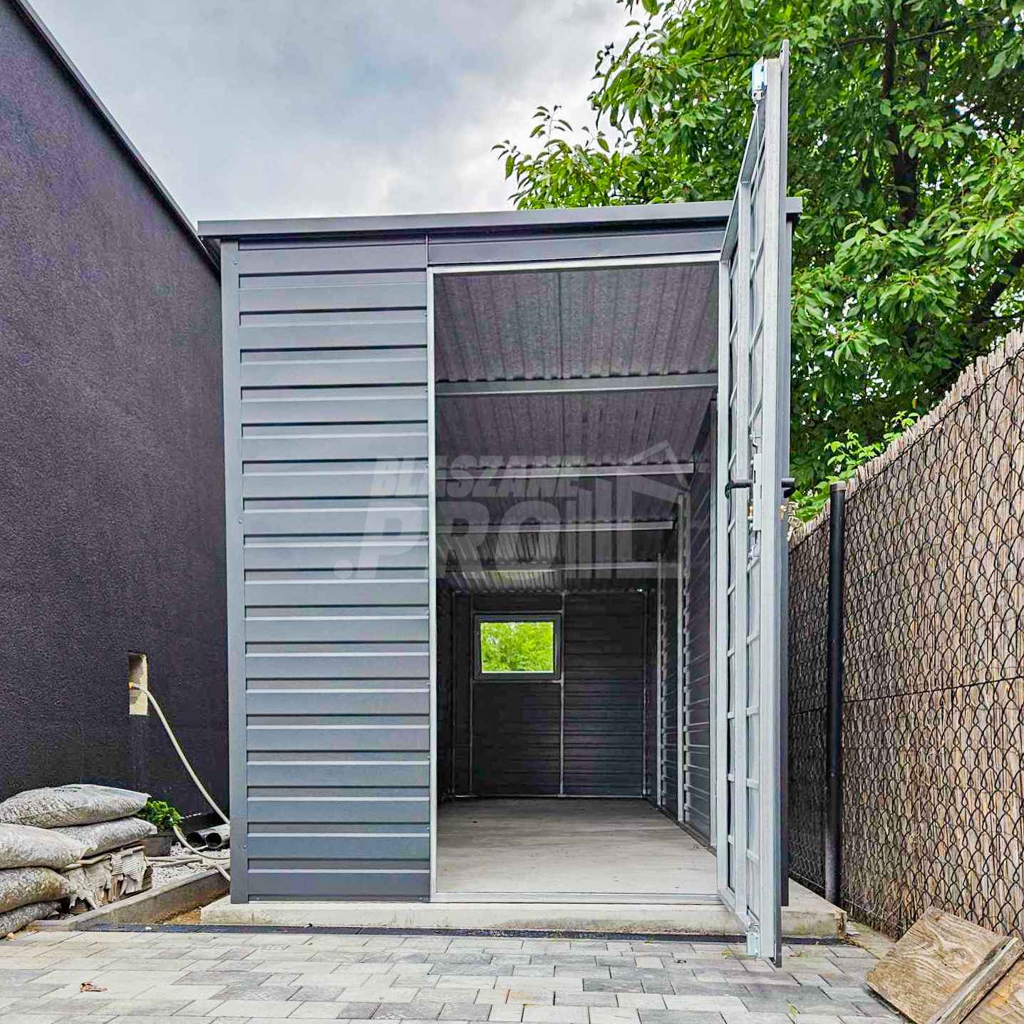 Schowek - domek ogrodowy 1,8x4m drzwi - okno - antracyt - rynny GP425 Chojnice - zdjęcie 5
