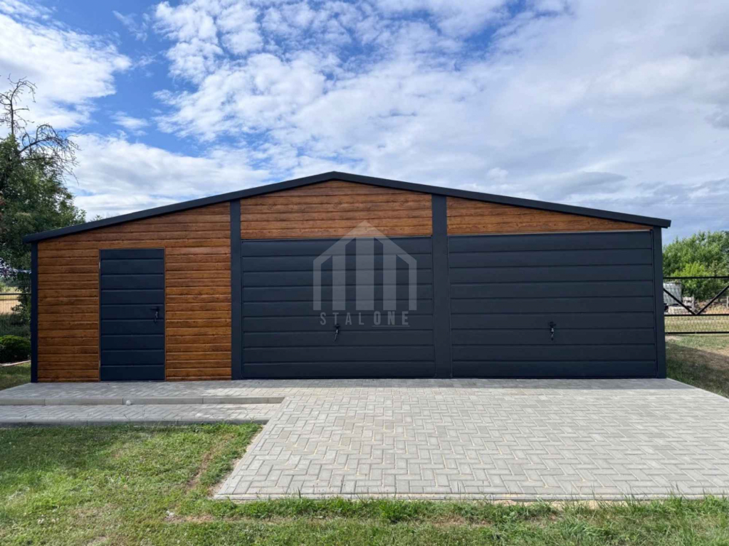 Garaż blaszany 9x5m - 2x brama uchylna - drzwi - jasny orzech SO109 Zielona Góra - zdjęcie 2