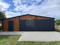 Garaż blaszany 9x5m - 2x brama uchylna - drzwi - jasny orzech SO109 Zielona Góra - zdjęcie 2