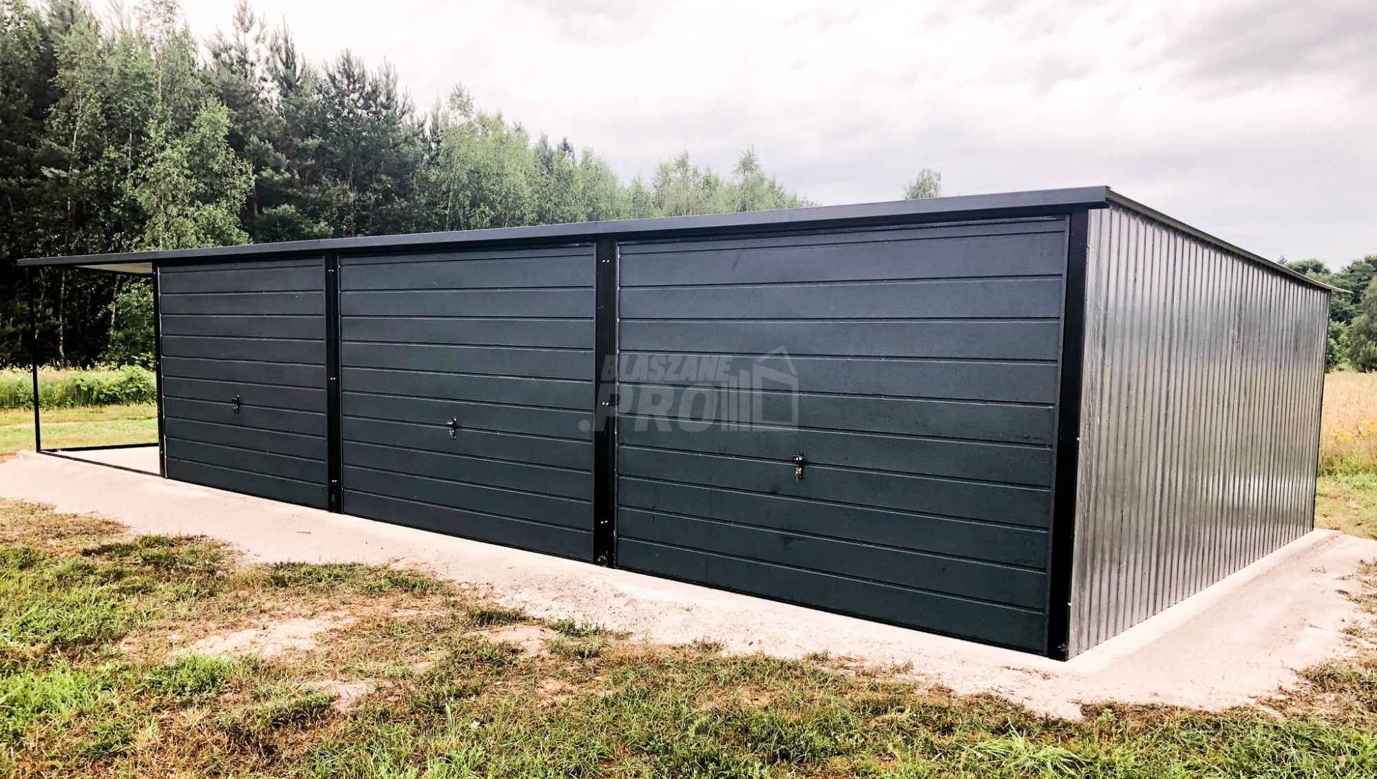 Garaż blaszany 9x5 wiata 3x5 Brama uchylna Antracyt spad w tył GP163 Elbląg - zdjęcie 7