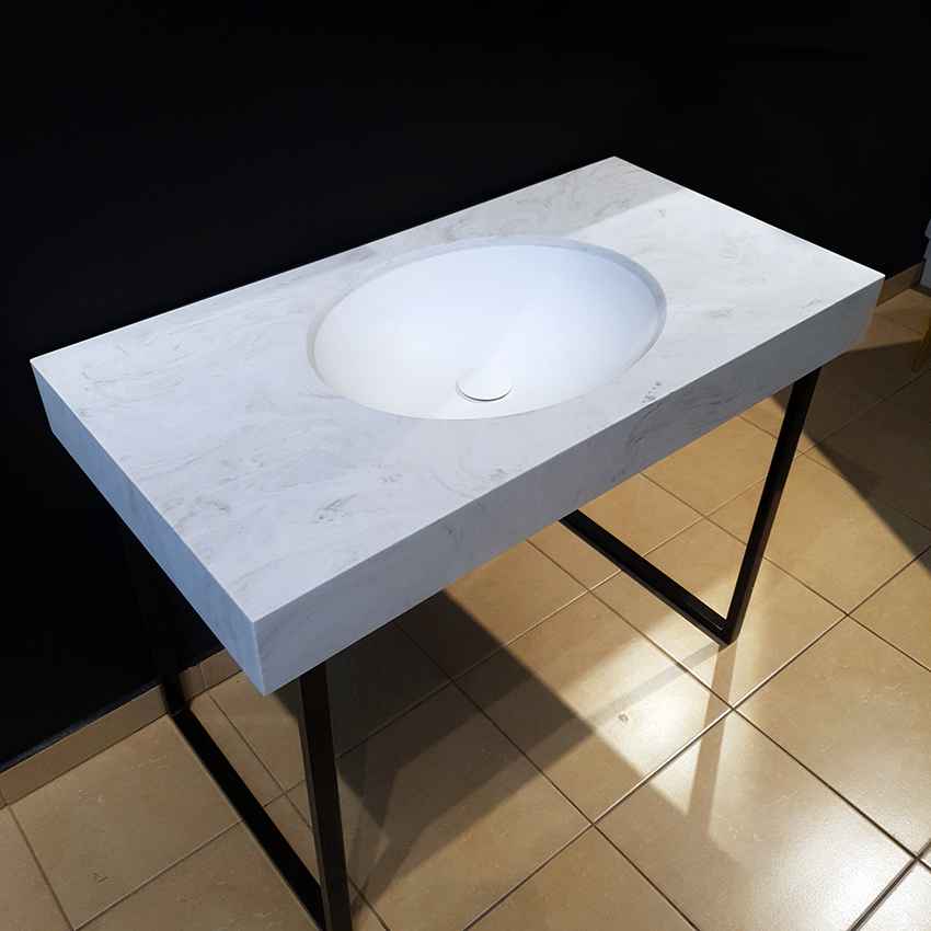 Umywalka łazienkowa owalna zintegrowana z blatem kompozytowym 98x50x10 Bydgoszcz - zdjęcie 3