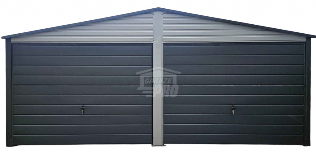 Garaż blaszany 6x6 - 2x Brama brudny biały Dach dwuspadowy GP593 Łańcut - zdjęcie 1