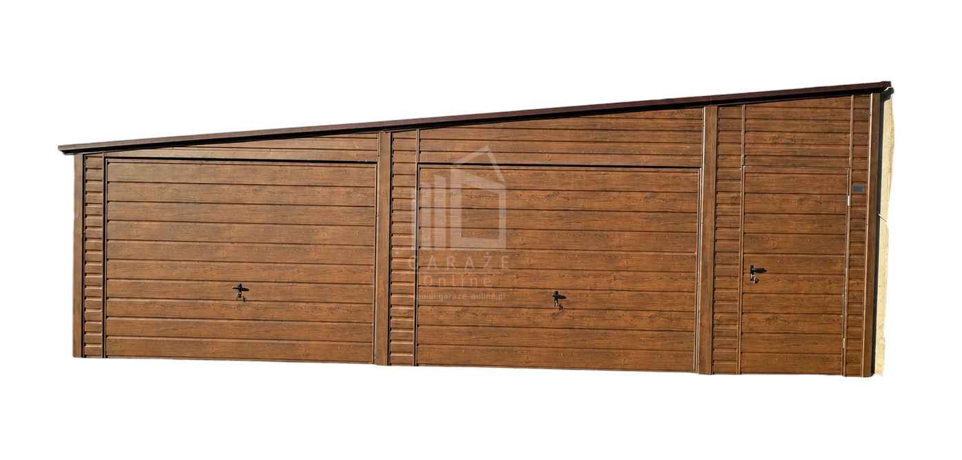 Garaż blaszany 8,5x6 m 2x brama drzwi dach spad na bok rynny ID1289 Chodzież - zdjęcie 1