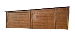 Garaż blaszany 8,5x6 m 2x brama drzwi dach spad na bok rynny ID1289