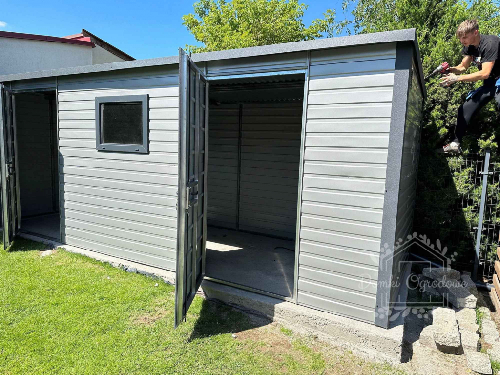 SCHOWEK DOMEK OGRODOWY 6m x 2m  drzwi okno srebrny antracyt ID282 6x2 Czersk - zdjęcie 9