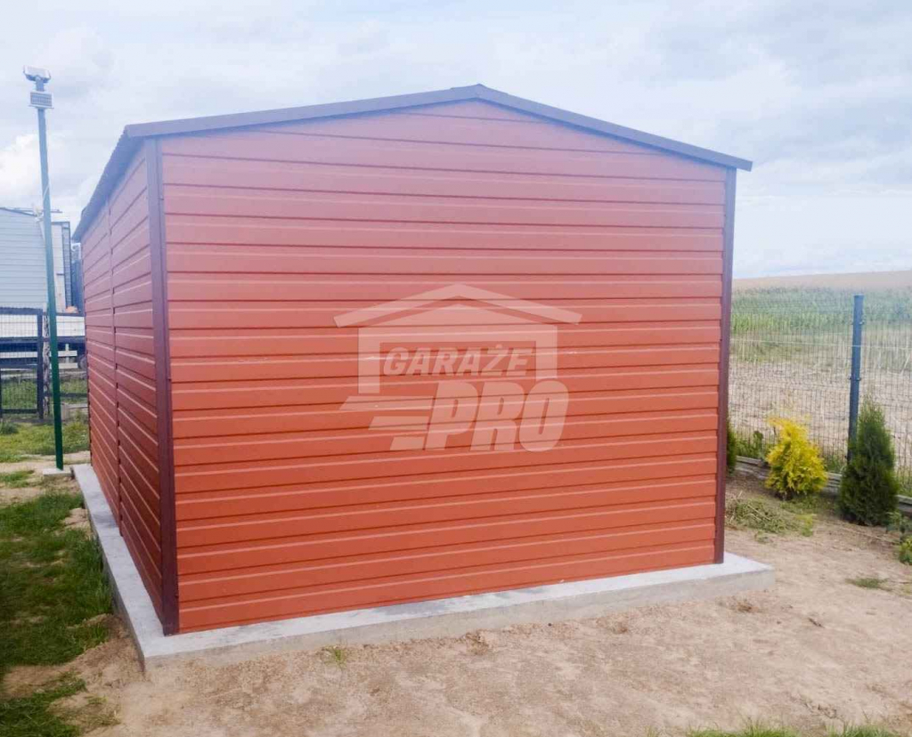 Garaż blaszany 3x5 Brama + drzwi - Brąz dwuspadowy GP210 Włocławek - zdjęcie 3