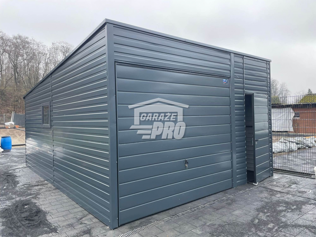 Garaż blaszany 4,5x6 antracyt drzwi+okno spad tył(podwyższenie)GP109 Zakopane - zdjęcie 2