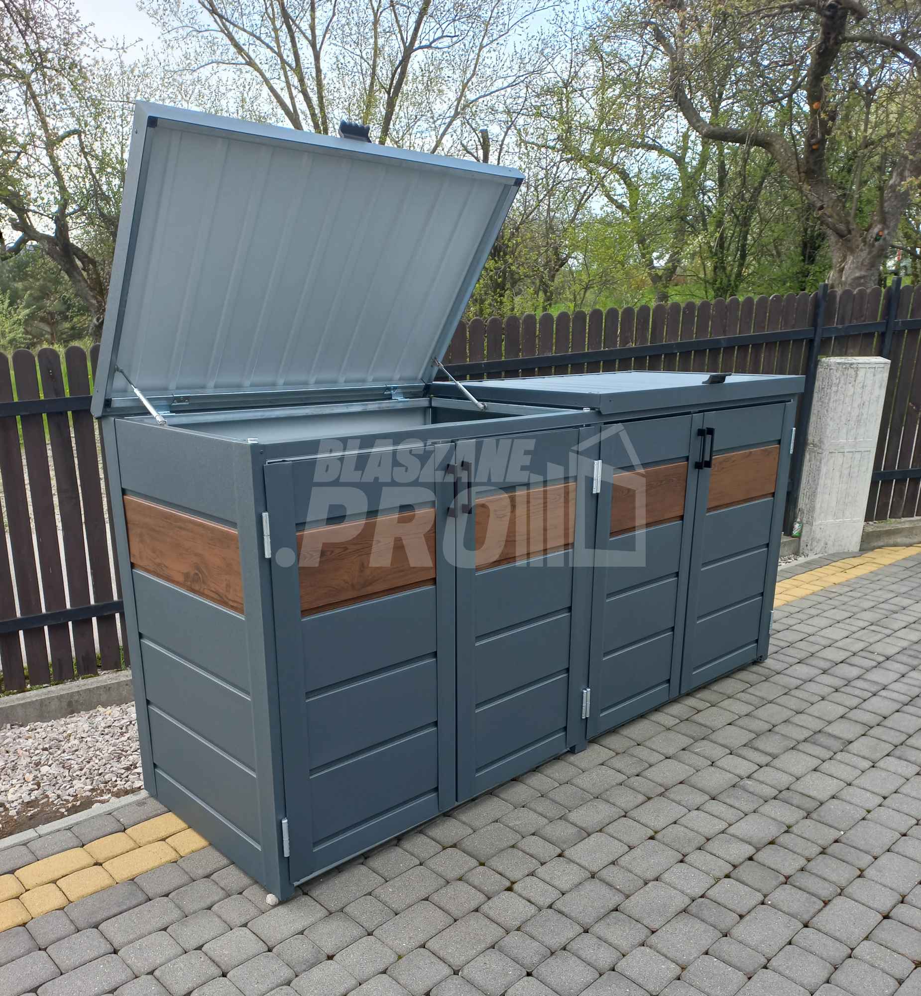 Zabudowa koszy na śmieci wiata śmietnikowa 275x80x120 cm 4x240L GP337 Bełchatów - zdjęcie 10