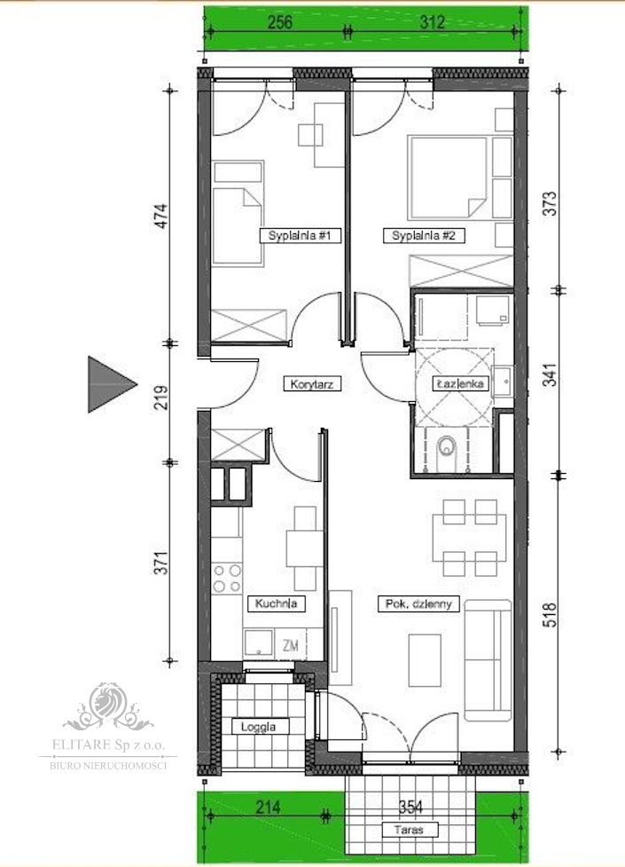 Mieszkanie 3 pok OGRÓD, pow 64,58m2 oddzielna kuchnia/Wrocław Brochów Wrocław - zdjęcie 3