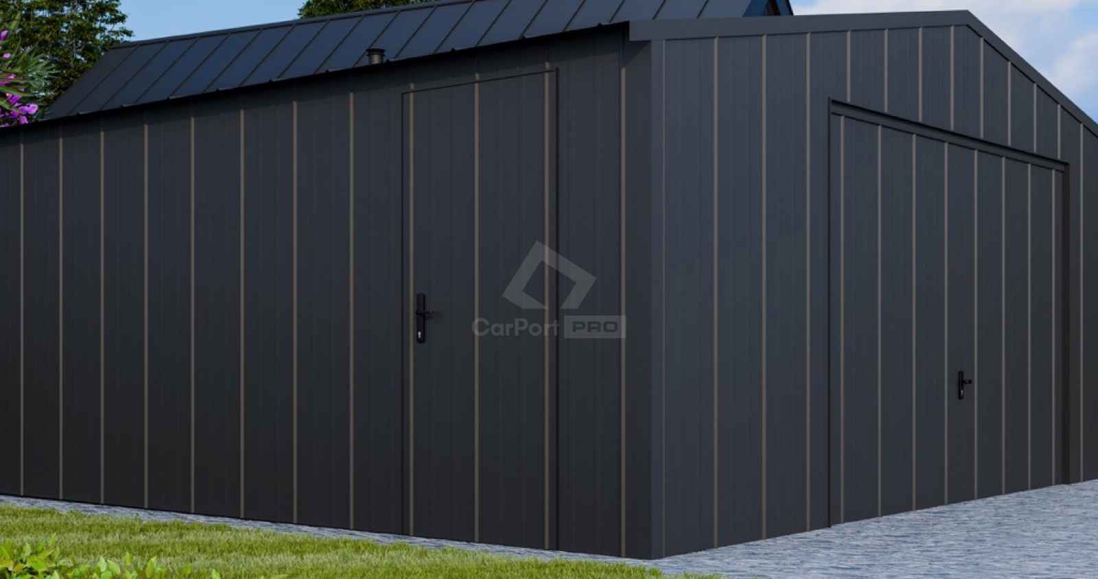 Garaż blaszany 6x6 - brama uchylna drzwi blacha na rąbek dach CP140 Międzyrzecze - zdjęcie 4