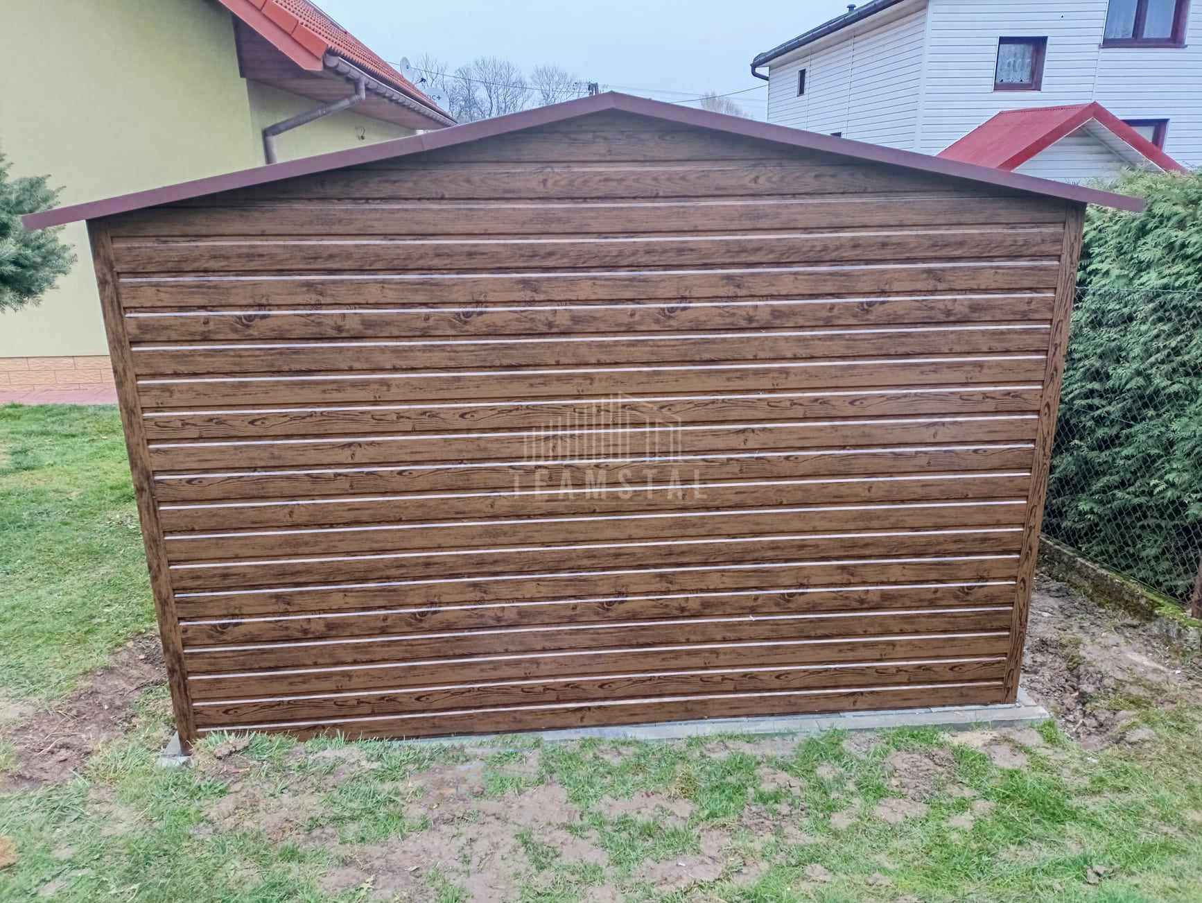 Garaż blaszany 4x6m Brama uchylna drzwi okno drewnopodobny dach TS895 Szczecin - zdjęcie 4