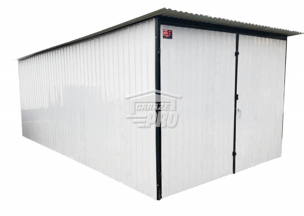 Garaż blaszany 3x5 Brama dwuskrzydłowa Biały  Dach spad w tył GP102 Toruń - zdjęcie 1