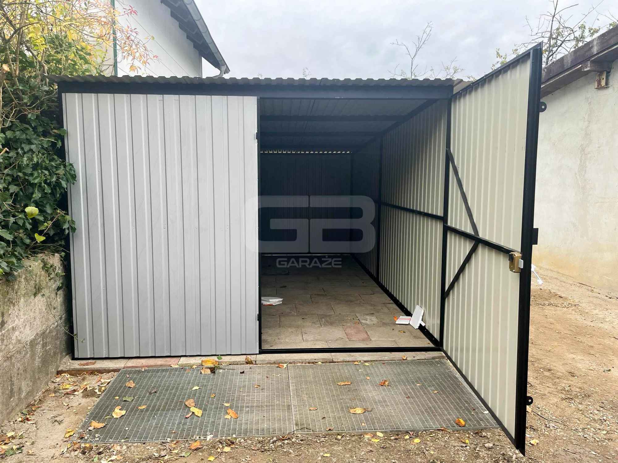 Garaż blaszany 3x5 Brama dwuskrzydłowa - biały - spad w tył GB140 Rawa Mazowiecka - zdjęcie 6