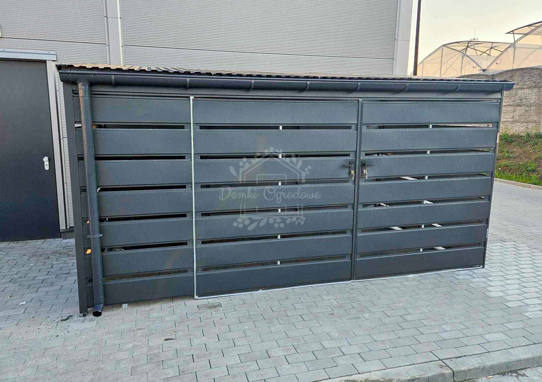 Wiata śmietnikowa  Schowek 4x2m   panele  Antracyt  rynny ID848 Ostrowiec Świętokrzyski - zdjęcie 7