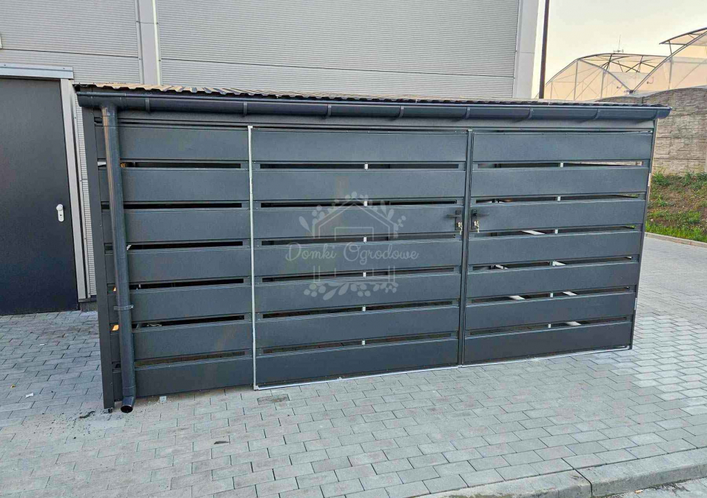 Wiata śmietnikowa  Schowek 4x2m   panele  Antracyt  rynny ID848 Ostrowiec Świętokrzyski - zdjęcie 7